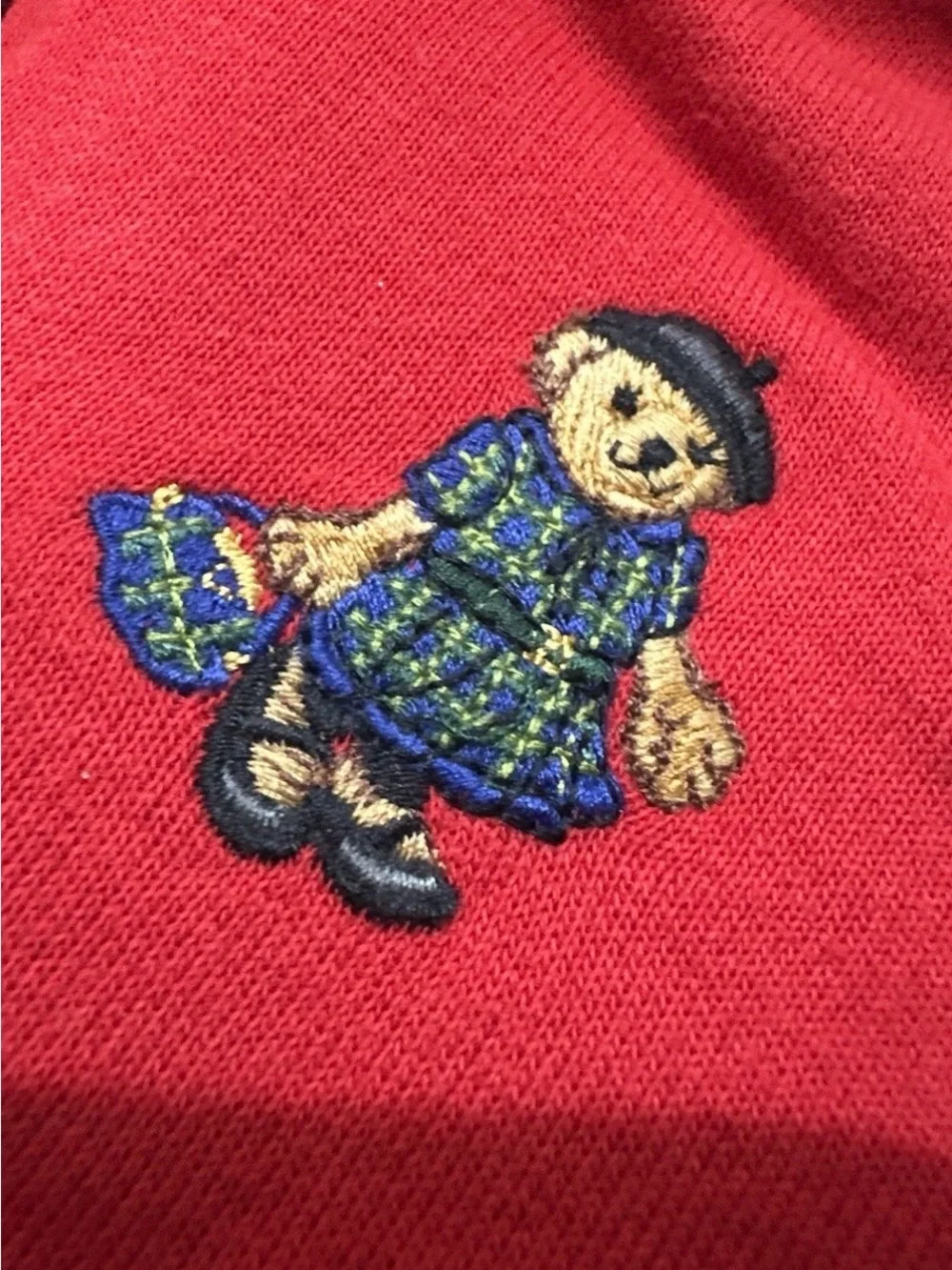 Ralph Lauren Baby Preppy Bear Zip Hoodie Red 6M Full Zip Sweatshirt EUC